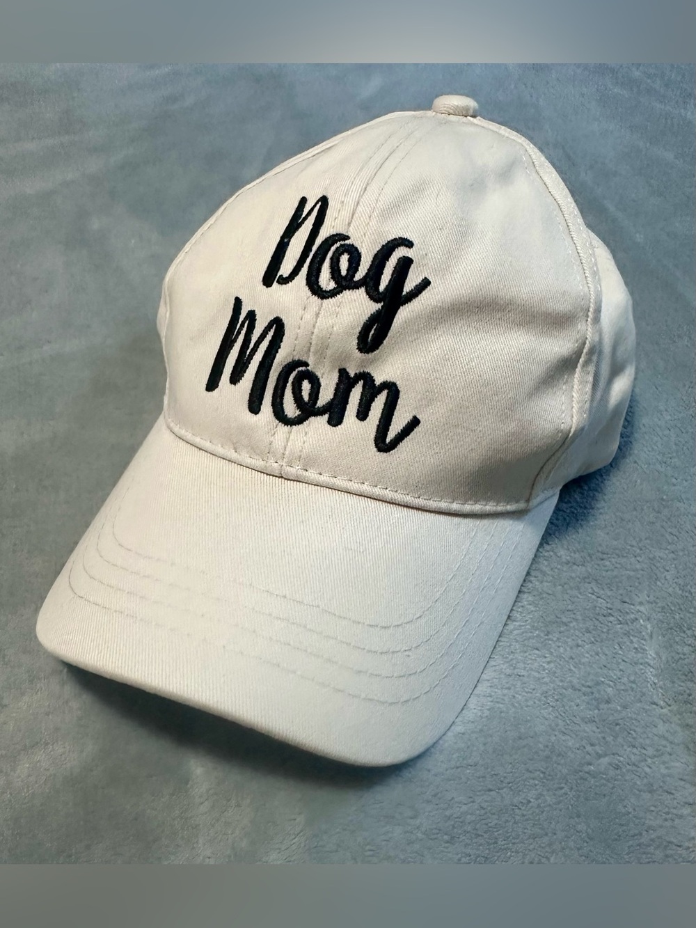Dog Mom Embroidered Baseball Cap - Cream